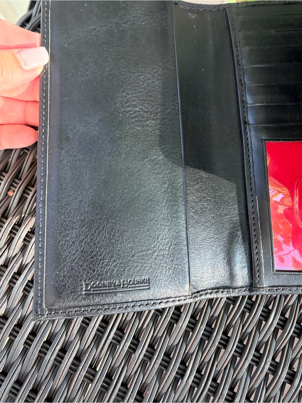 Dooney & Bourke Florentine Leather Continental Wallet Clutch Black Red - Picture 5 of 9